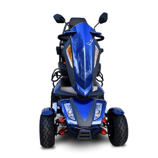 Blue EV Rider Vita Monster Scooter Front View