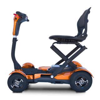 Gold Metallic TeQno Auto Folding Mobility Scooter Side Close Up View