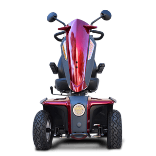 Red VitaXpress 4 Wheel All Terrain Mobility Scooter Front View