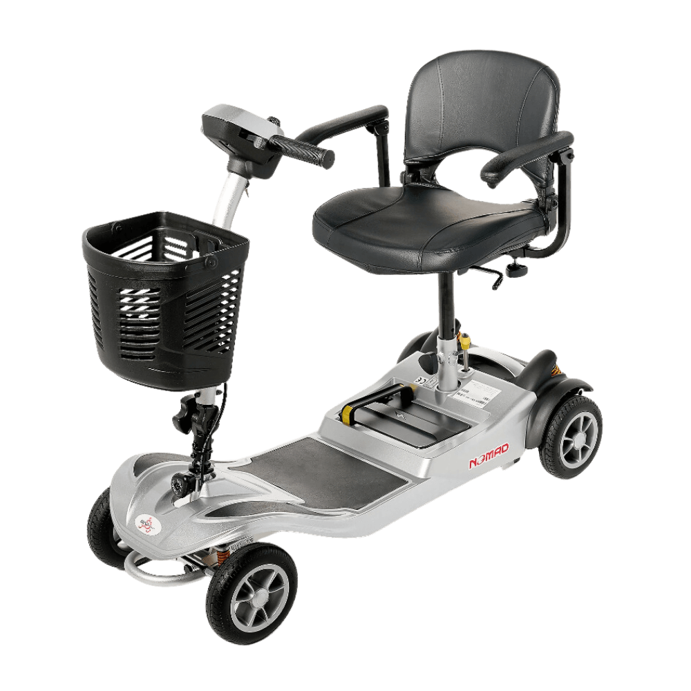 Silver Nomad 4-Wheel Mobility Scooter -  Angled View