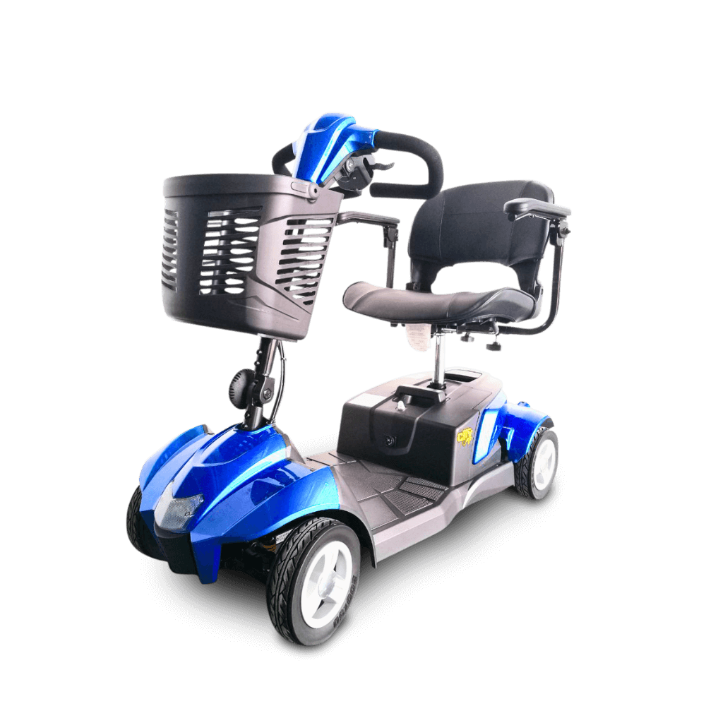 Blue CityCruzer Mobility Scooter Open Box Angled View