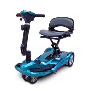 Blue EV Rider Easy Move Folding Travel Scooter Open Box Front View