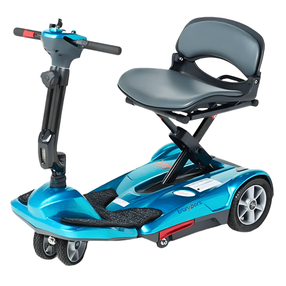 Blue EV Rider Easy Move Folding Travel Scooter Side View