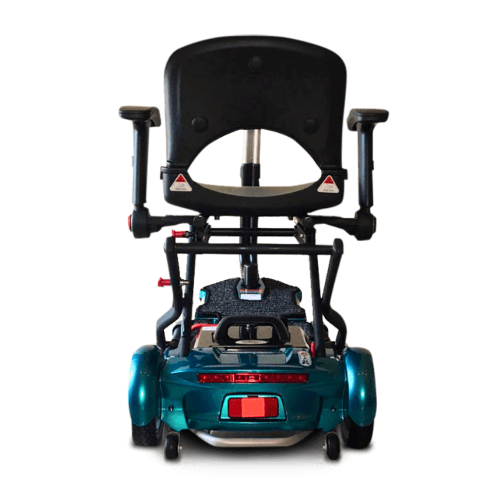 Blue Transport Plus Foldable Mobility Scooter Open Box Rear View