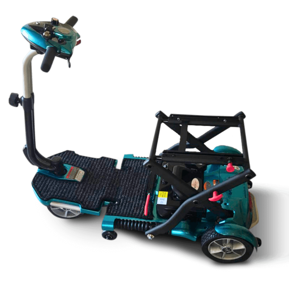 Blue Transport Plus Foldable Mobility Scooter Open Box Top View Without Seat