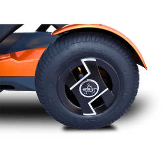 Close-Up View of TeQno Auto Folding Mobility Scooter Wheel