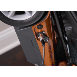 Jupiter Gold EV Rider Auto Fold Transport 4AF Mobility Scooter - Open Box Charger Close-up View