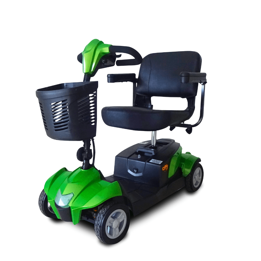 Pearl Green CityCruzer Mobility Scooter Open Box Angled View
