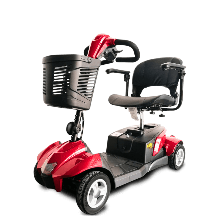 Red CityCruzer Mobility Scooter Open Box Angled View