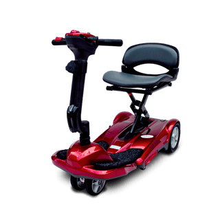 Red EV Rider Easy Move Folding Travel Scooter Open Box Front View