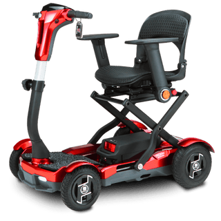 Red Metallic TeQno Auto Folding Mobility Scooter Side View