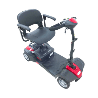 Red MiniRider Lite Portable Mobility Scooter Open Box Angled View