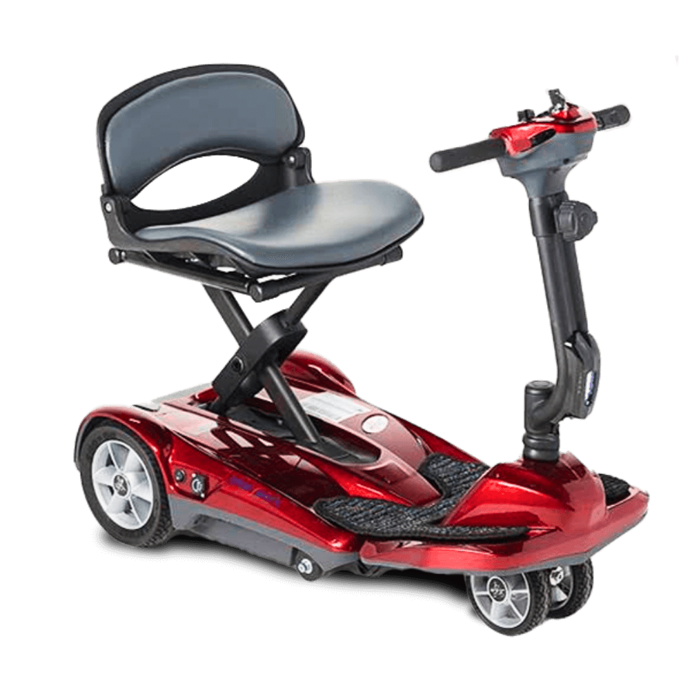 Red Transport AF+ Mobility Scooter Open Box Angled View