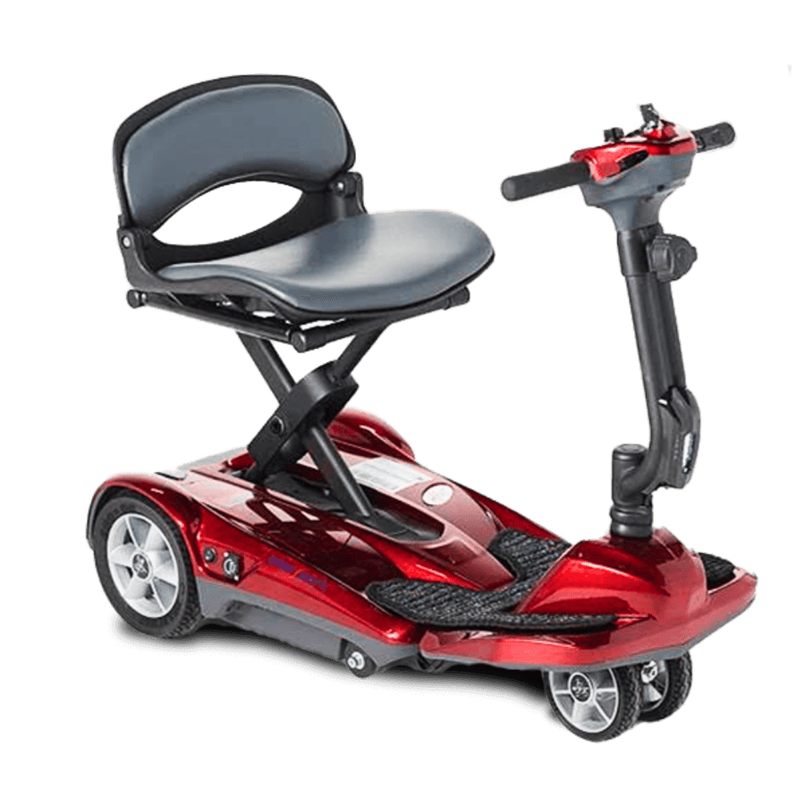Red Transport AF+ Mobility Scooter Open Box Angled View
