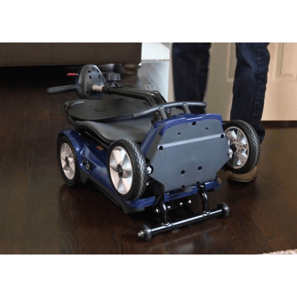 Saphire Blue EV Rider Auto Fold Transport 4AF Mobility Scooter - Open Box Bottom View