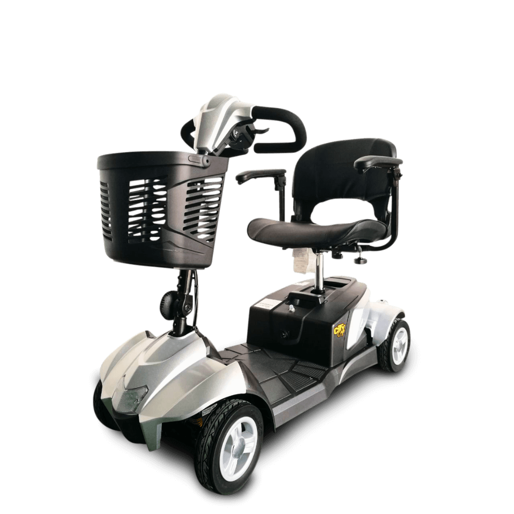 Silver CityCruzer Mobility Scooter Open Box Angled View