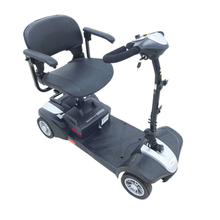 Silver MiniRider Lite Portable Mobility Scooter Open Box Angled View
