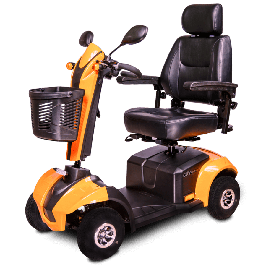 Sunset Orange CityRider Mobility Scooter Angled View